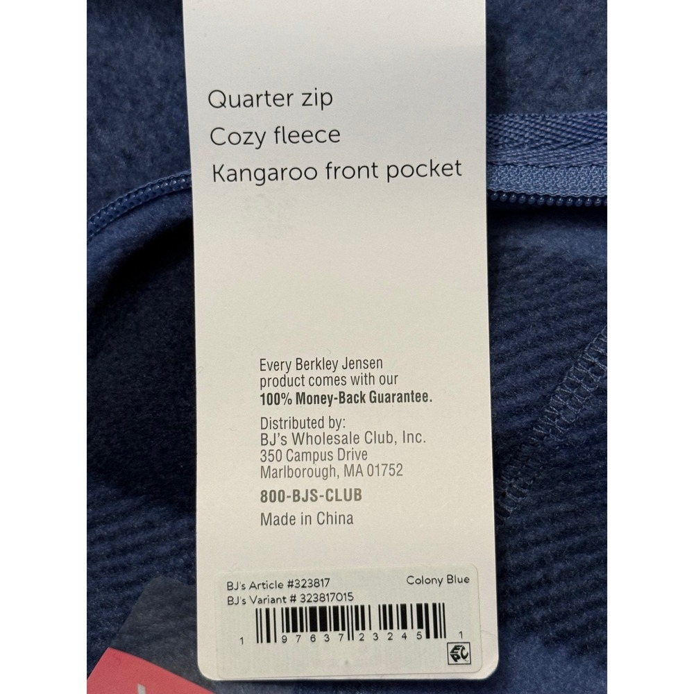 Berkley Jensen Women Plaid Fleece Tunic Quarter Zip Kangaroo Pocket XXL Blue - Picture 5 of 6
